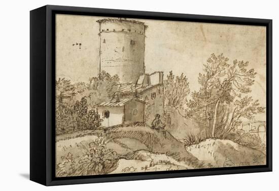 Farm Buildings by the Tiber-Claude Lorraine-Framed Premier Image Canvas