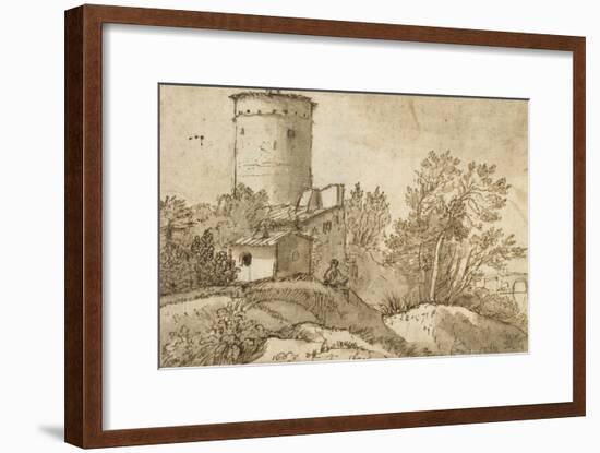 Farm Buildings by the Tiber-Claude Lorraine-Framed Giclee Print