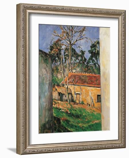 Farm Courtyard in Auvers-Paul Cézanne-Framed Giclee Print