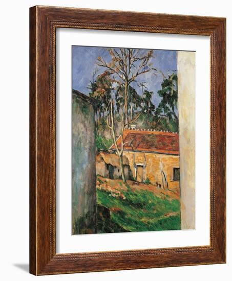 Farm Courtyard in Auvers-Paul Cézanne-Framed Giclee Print