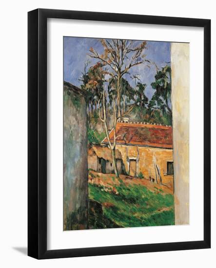 Farm Courtyard in Auvers-Paul Cézanne-Framed Giclee Print