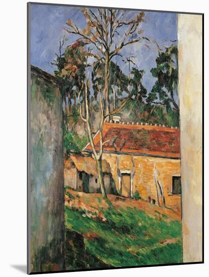 Farm Courtyard in Auvers-Paul Cézanne-Mounted Giclee Print