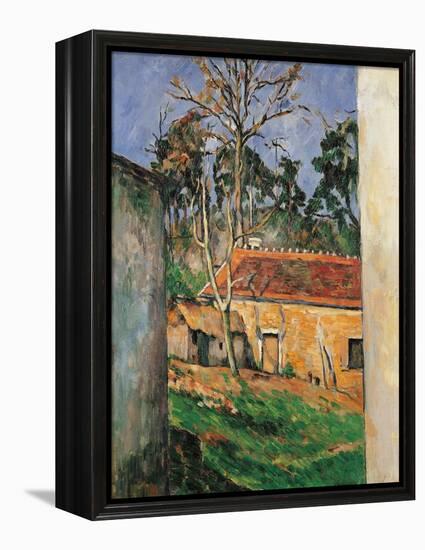 Farm Courtyard in Auvers-Paul Cézanne-Framed Premier Image Canvas