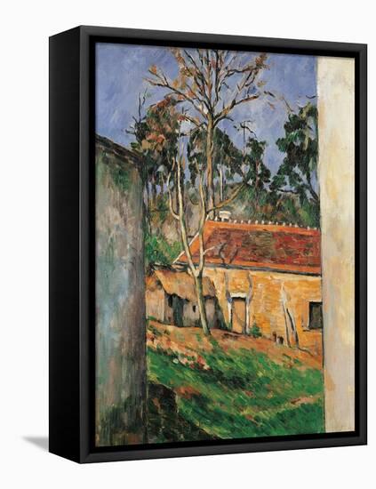 Farm Courtyard in Auvers-Paul Cézanne-Framed Premier Image Canvas