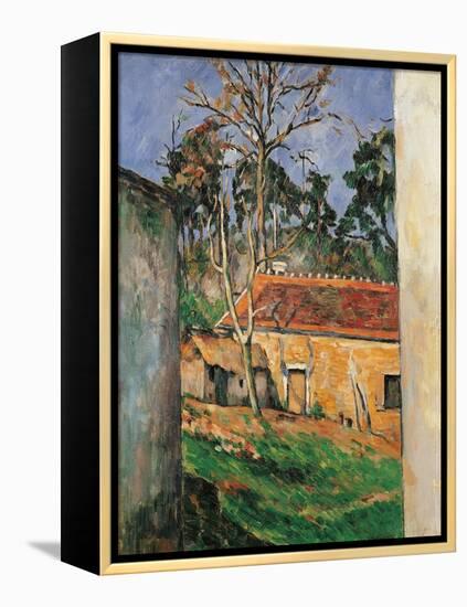 Farm Courtyard in Auvers-Paul Cézanne-Framed Premier Image Canvas