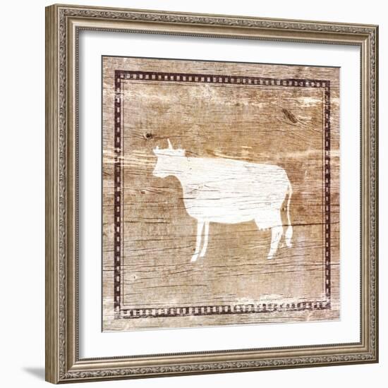 Farm Cow Silhouette-Elizabeth Medley-Framed Art Print