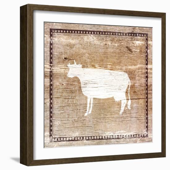 Farm Cow Silhouette-Elizabeth Medley-Framed Art Print