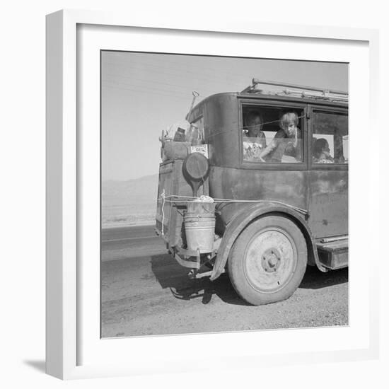 Farm family drive away from the Dust Bowl, 1936-Dorothea Lange-Framed Photographic Print