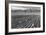 Farm, Farm Workers, Mt. Williamson in Background-Ansel Adams-Framed Art Print