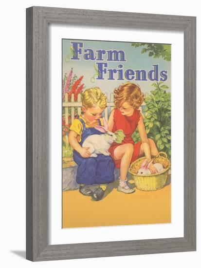 Farm Friends, Children with Rabbits-null-Framed Art Print