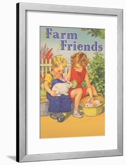 Farm Friends, Children with Rabbits-null-Framed Art Print