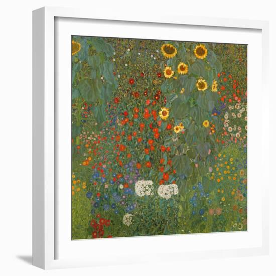 Farm Garden with Sunflowers, 1905-06-Gustav Klimt-Framed Premium Giclee Print