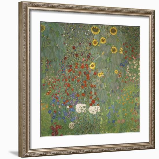 Farm Garden with Sunflowers, around 1905/1906-Gustav Klimt-Framed Art Print