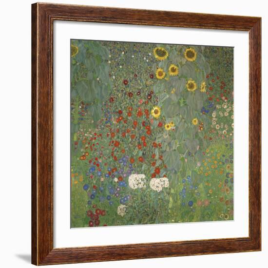 Farm Garden with Sunflowers, around 1905/1906-Gustav Klimt-Framed Art Print