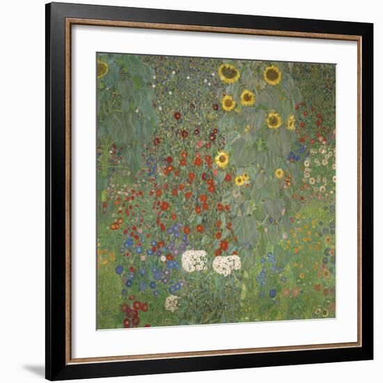 Farm Garden with Sunflowers, around 1905/1906-Gustav Klimt-Framed Art Print