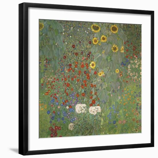 Farm Garden with Sunflowers, around 1905/1906-Gustav Klimt-Framed Art Print