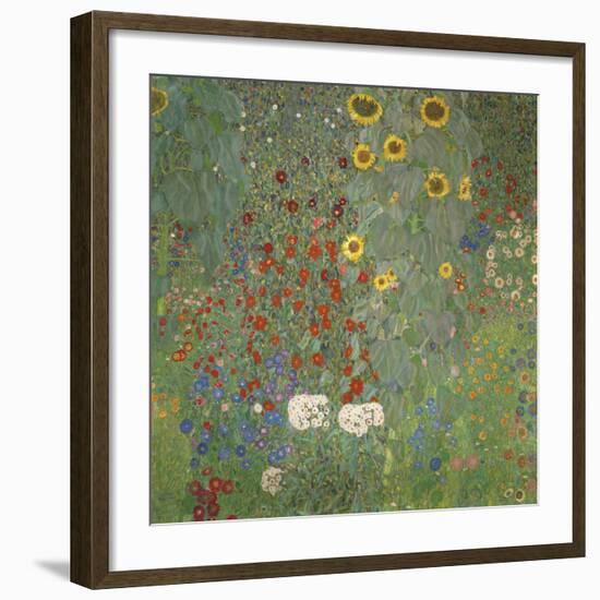 Farm Garden with Sunflowers, around 1905/1906-Gustav Klimt-Framed Art Print