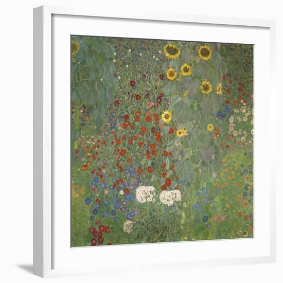 Farm Garden with Sunflowers, around 1905/1906-Gustav Klimt-Framed Art Print