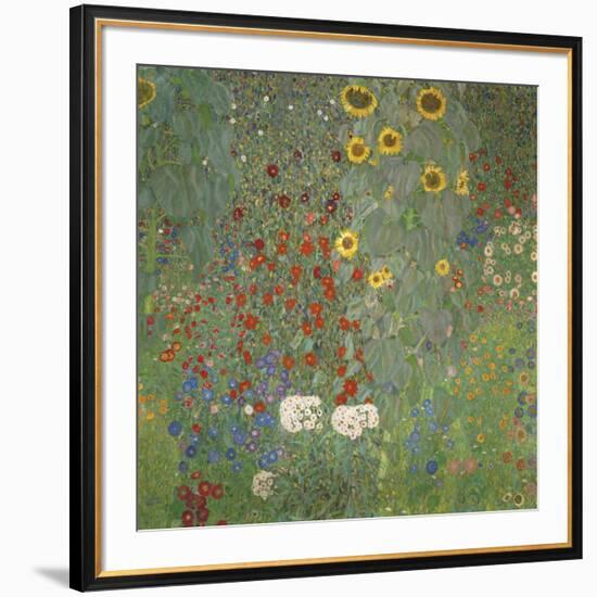 Farm Garden with Sunflowers, around 1905/1906-Gustav Klimt-Framed Art Print