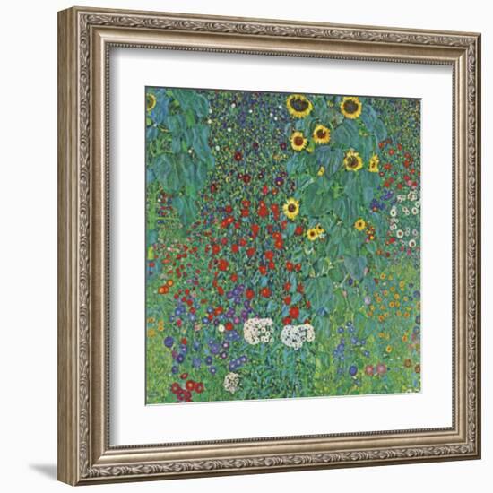 Farm Garden with Sunflowers-Gustav Klimt-Framed Art Print