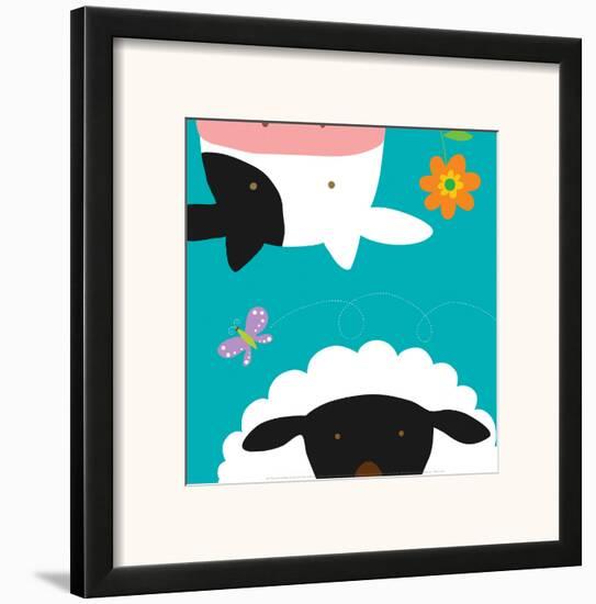 Farm Group: Cow and Sheep-Yuko Lau-Framed Art Print