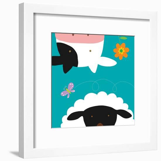 Farm Group: Cow and Sheep-Yuko Lau-Framed Art Print