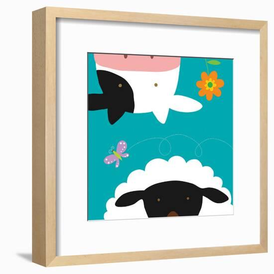 Farm Group: Cow and Sheep-Yuko Lau-Framed Art Print