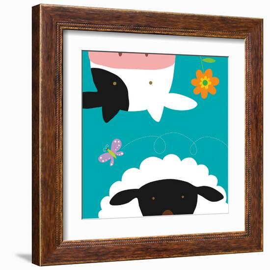 Farm Group: Cow and Sheep-Yuko Lau-Framed Art Print