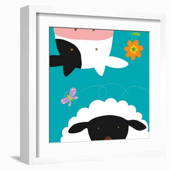 Farm Group: Cow and Sheep-Yuko Lau-Framed Art Print