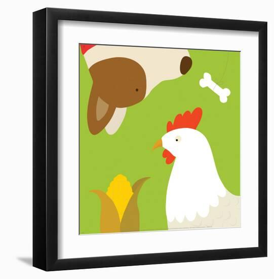 Farm Group: Hen and Dog-Yuko Lau-Framed Art Print