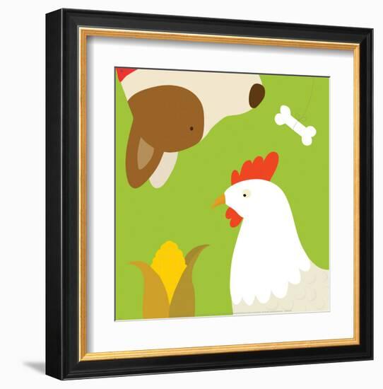 Farm Group: Hen and Dog-Yuko Lau-Framed Art Print