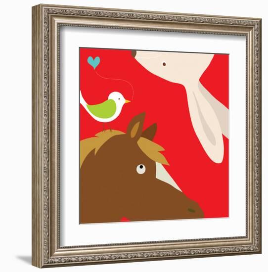 Farm Group: Rabbit and Horse-Yuko Lau-Framed Art Print