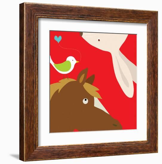 Farm Group: Rabbit and Horse-Yuko Lau-Framed Art Print