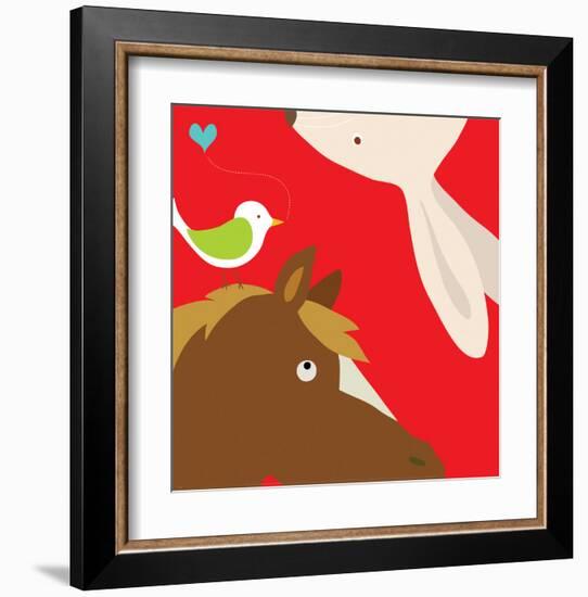 Farm Group: Rabbit and Horse-Yuko Lau-Framed Art Print