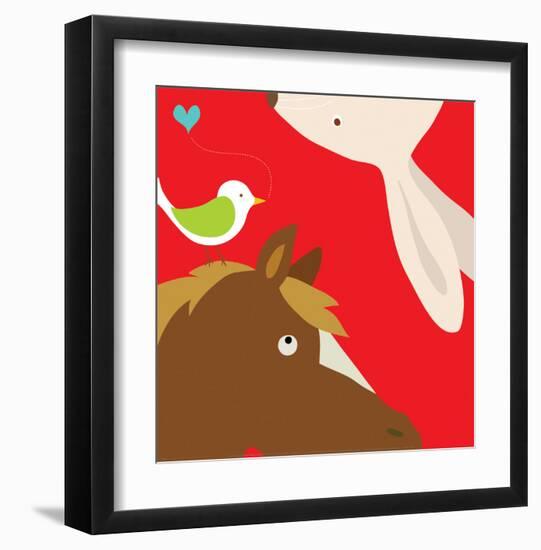 Farm Group: Rabbit and Horse-Yuko Lau-Framed Art Print