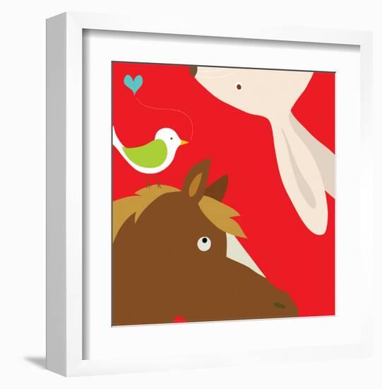 Farm Group: Rabbit and Horse-Yuko Lau-Framed Art Print