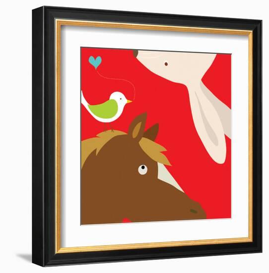 Farm Group: Rabbit and Horse-Yuko Lau-Framed Art Print