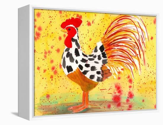 Farm House Rooster IV-Beverly Dyer-Framed Stretched Canvas