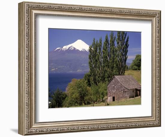 Farm House with Mountain in Background, Chile-Walter Bibikow-Framed Photographic Print