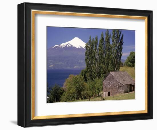 Farm House with Mountain in Background, Chile-Walter Bibikow-Framed Photographic Print