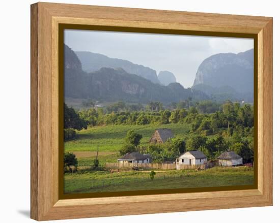 Farm Houses and Mountains, Vinales Valley, Cuba, West Indies, Caribbean, Central America-Christian Kober-Framed Premier Image Canvas