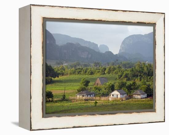 Farm Houses and Mountains, Vinales Valley, Cuba, West Indies, Caribbean, Central America-Christian Kober-Framed Premier Image Canvas