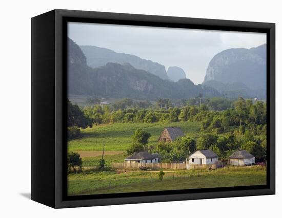 Farm Houses and Mountains, Vinales Valley, Cuba, West Indies, Caribbean, Central America-Christian Kober-Framed Premier Image Canvas