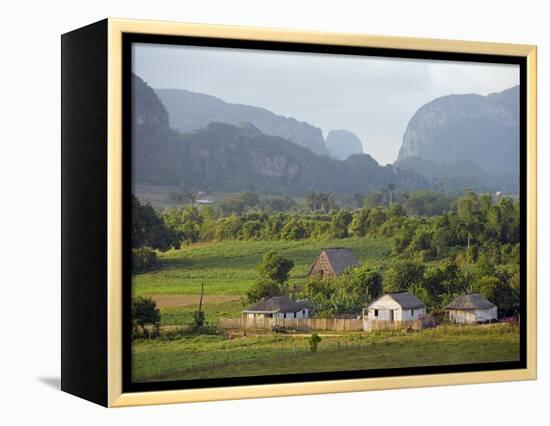 Farm Houses and Mountains, Vinales Valley, Cuba, West Indies, Caribbean, Central America-Christian Kober-Framed Premier Image Canvas