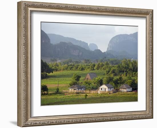 Farm Houses and Mountains, Vinales Valley, Cuba, West Indies, Caribbean, Central America-Christian Kober-Framed Photographic Print