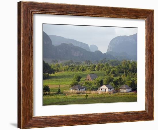 Farm Houses and Mountains, Vinales Valley, Cuba, West Indies, Caribbean, Central America-Christian Kober-Framed Photographic Print