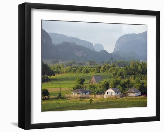 Farm Houses and Mountains, Vinales Valley, Cuba, West Indies, Caribbean, Central America-Christian Kober-Framed Photographic Print