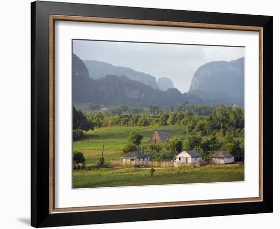 Farm Houses and Mountains, Vinales Valley, Cuba, West Indies, Caribbean, Central America-Christian Kober-Framed Photographic Print