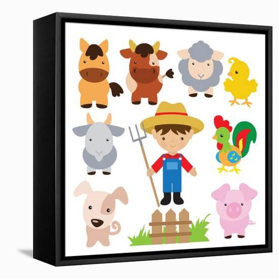 Farm Illustration-Svetlana Peskin-Framed Stretched Canvas