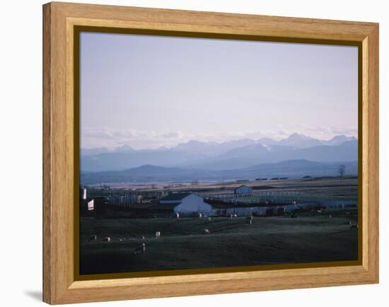 Farm in Mountain Valley - Rockies, Calgary, Banff-null-Framed Premier Image Canvas